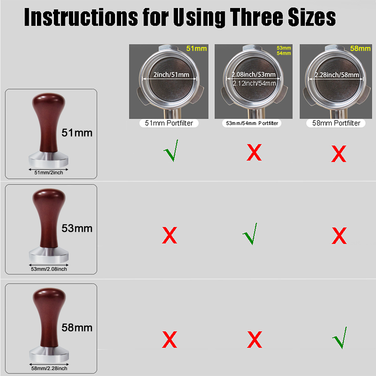 51mm 53mm 58mm Espresso Tamper - Espresso Tamper Set のレビューと価格