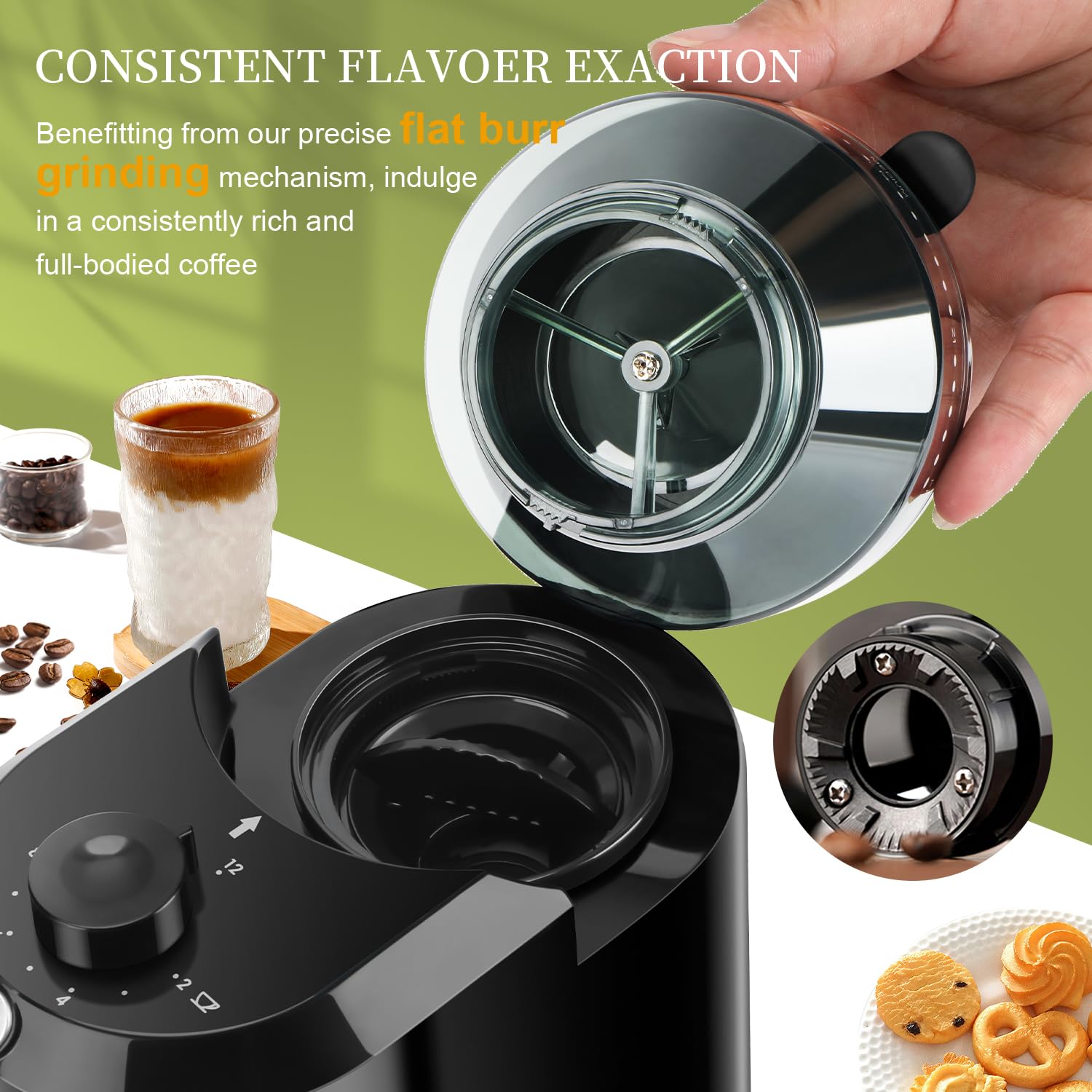 Wancle Automatic Burr Mill Cof - Coffee Grinder Burr Flat のレビューと価格