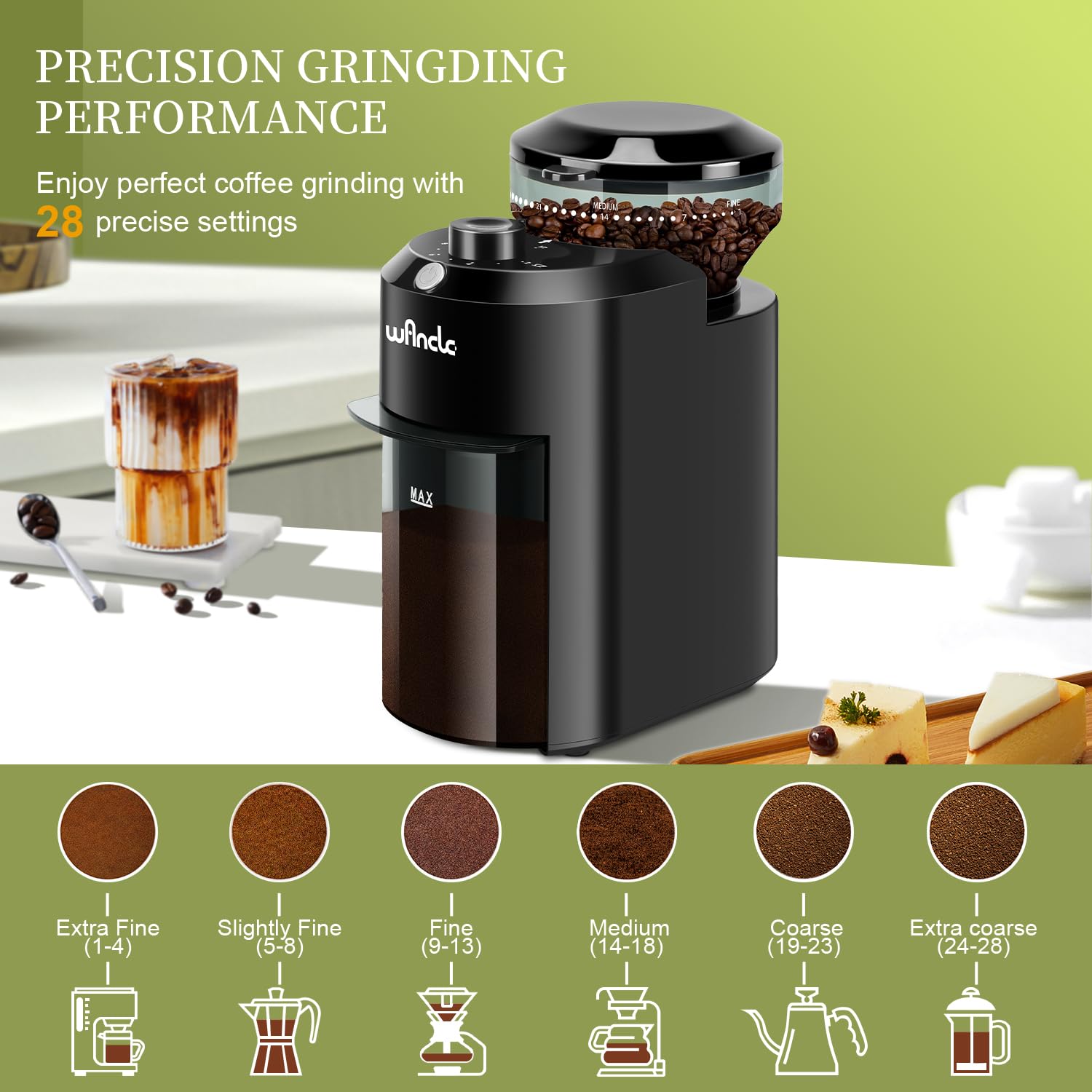 Wancle Automatic Burr Mill Cof - Coffee Grinder Burr Flat のレビューと価格