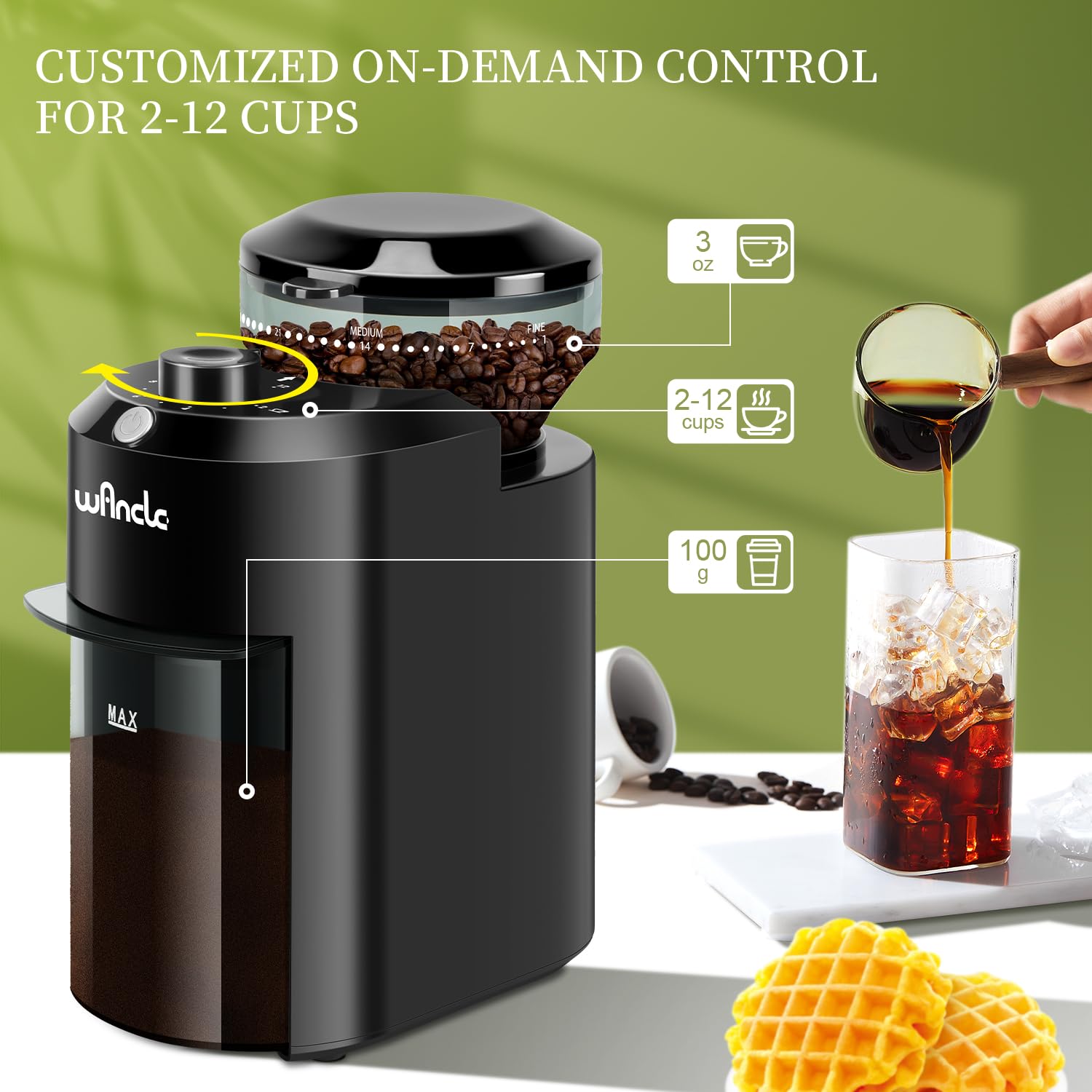 Wancle Automatic Burr Mill Cof - Coffee Grinder Burr Flat のレビューと価格