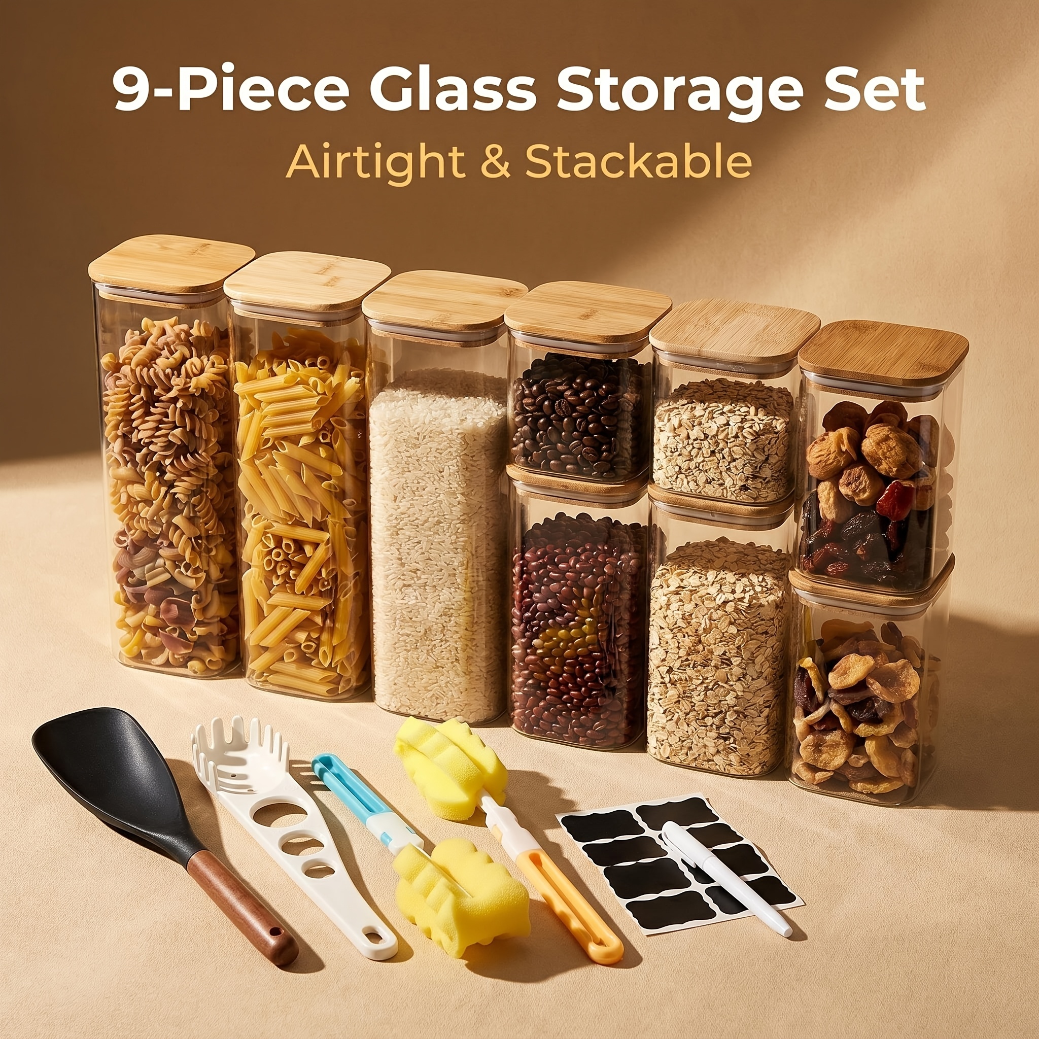 6/9pcs Set of Glass Storage Ja - Coffee Equipment Stores のレビューと価格